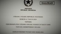 UU Nomor 61 Tahun 2024 tentang Kementerian Negara