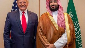 Presiden AS Donald Trump dan Pangeran Mahkota Arab Saudi Mohammed bin Salman