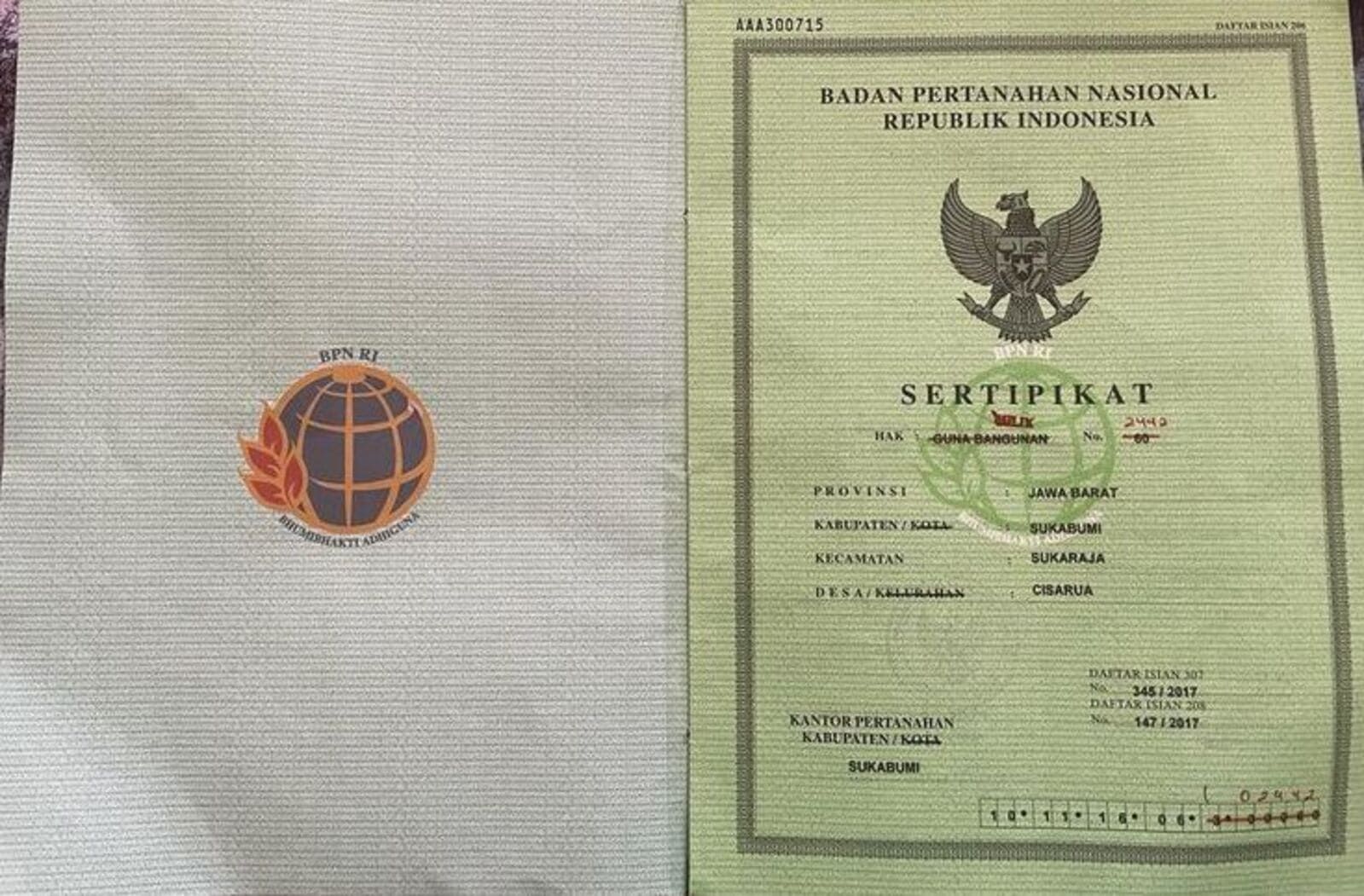 Sertifikat shm tanah BTN