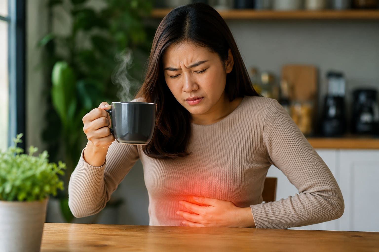 Perut panas sakit minum kopi