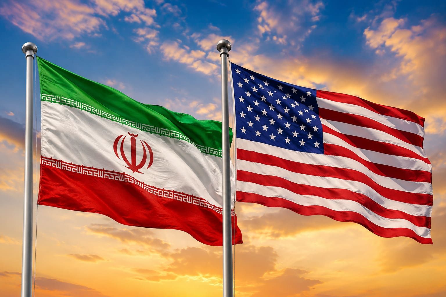 Bendera Iran dan Amerika Serikat