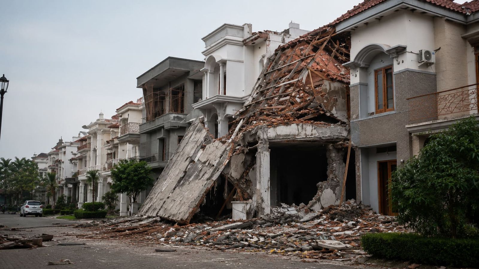Ledakan Rumah hancur medan Polonia